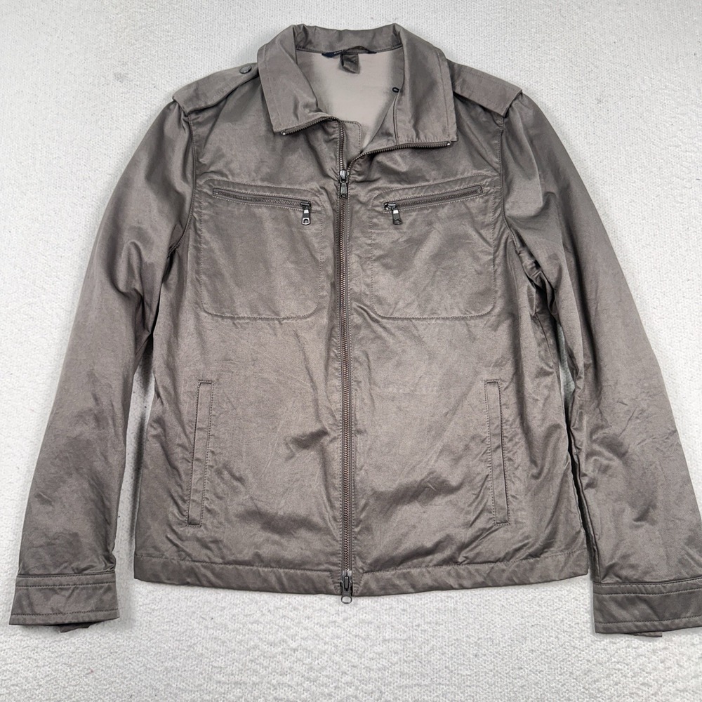 Banana Republic Cotton Military Jacket Mens Small Full Zip Utility Pockets Lined